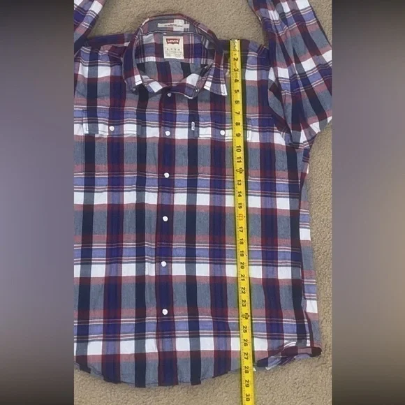 Levi’s Men’s XL Modern Fit Pearl Snap Long Sleeve Plaid Shirt - Picture 8 of 8